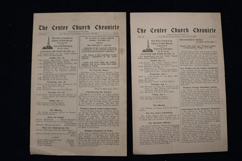1933 THE CENTER CHURCH CHRONICLE NEWSLETTER - LOT OF 2 - K 1502
