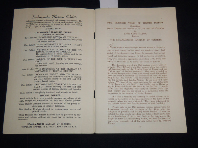 1950'S SCALAMAANDRE MUSEUM OF TEXTILE GUIDE - 200 YEARS OF DESIGNS - J 9072