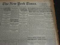 1920 JULY 14 NEW YORK TIMES - COX TO CONSULT WILSON ON ISSUES SUNDAY - NT 6751
