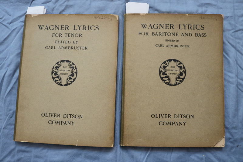 1904-1907 WAGNER LYRICS FOR TENOR & BARITONE AND BASS BOOKS - LOT OF 2 - O 3738