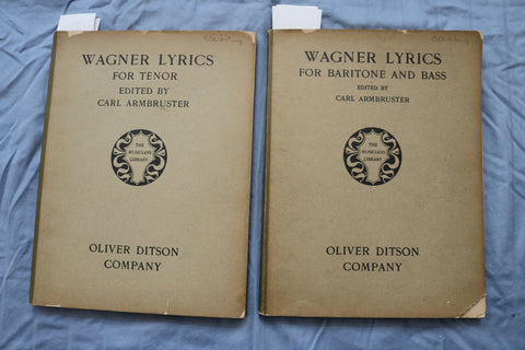 1904-1907 WAGNER LYRICS FOR TENOR & BARITONE AND BASS BOOKS - LOT OF 2 - O 3738