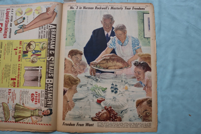 1943 JULY 11 SUNDAY MIRROR MAGAZINE SECTION - COOPER-BERGMAN-ROCKWELL - NP 9088