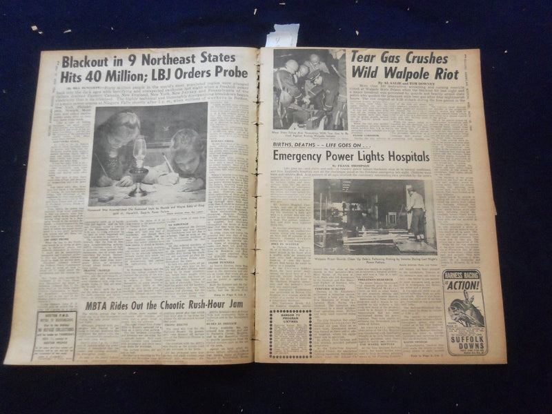 1965 NOVEMBER 10 BOSTON RECORD AMERICAN NEWSPAPER-BLACKOUT IN NORTHEAST- NP 6251