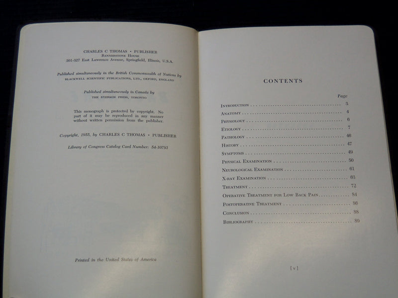 1955 BACKACHE SOFTCOVER BOOK BY FRANK R. OBER MD - KD 7664