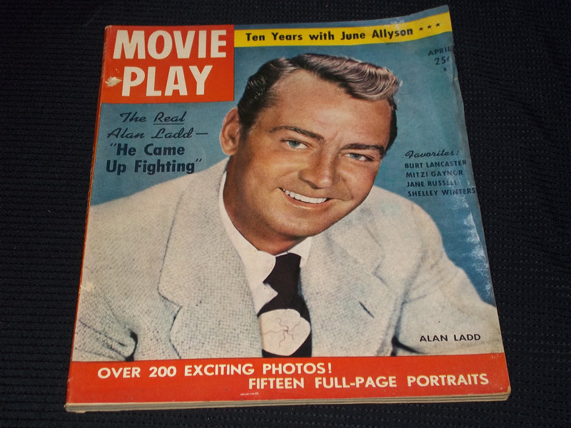 1952 APRIL MOVIE PLAY MAGAZINE - ALAN LADD FRONT COVER - E 14232