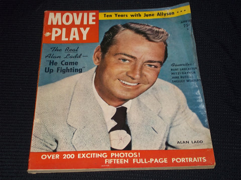 1952 APRIL MOVIE PLAY MAGAZINE - ALAN LADD FRONT COVER - E 14232