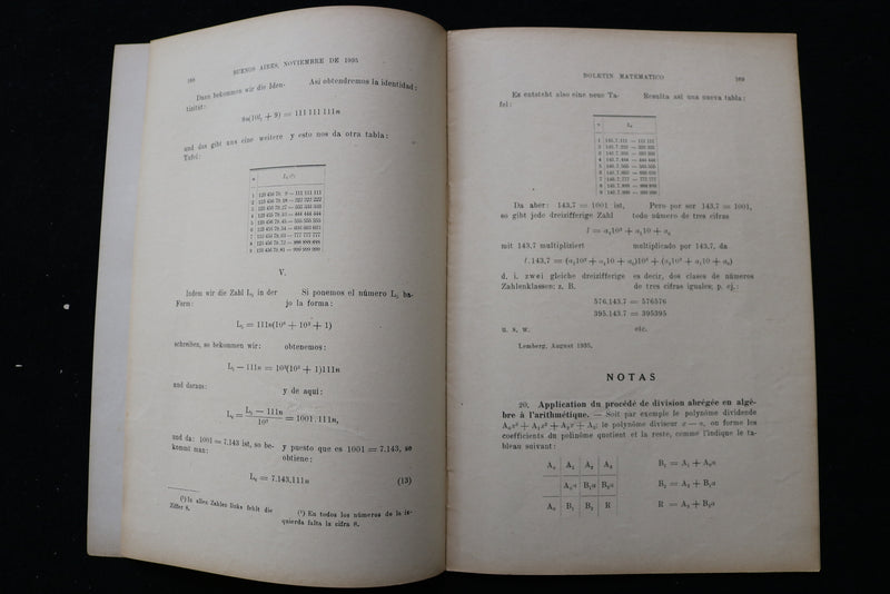 1935 BOLETIN MATEMATICO SOFTCOVER BOOKS -LOT OF 2- BUENOS AIRES-SPANISH - K 2238