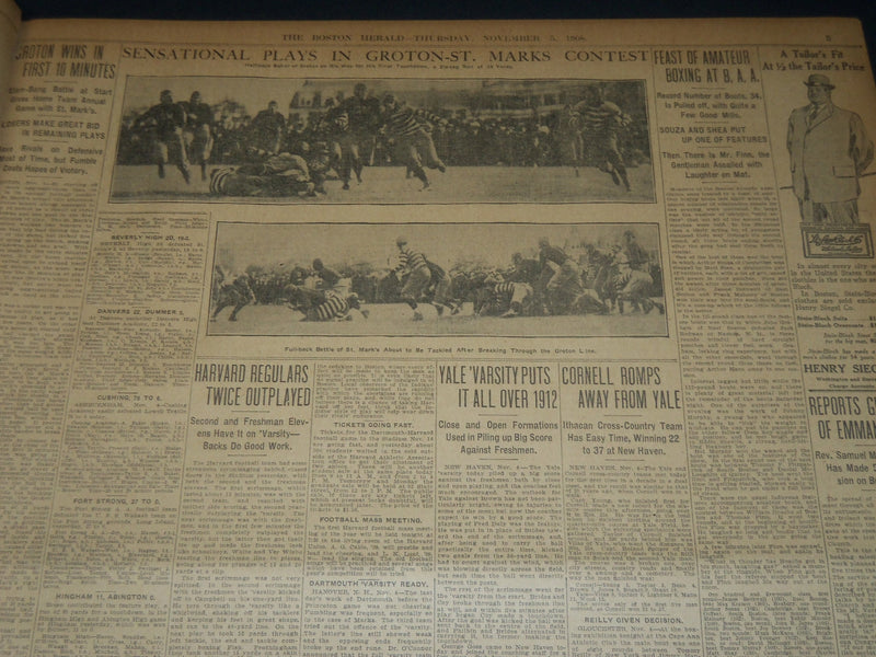 1908 NOVEMBER 5 THE BOSTON HERALD - MAJORITY FOR TAFT - ELIOT RESIGNS - BH 242