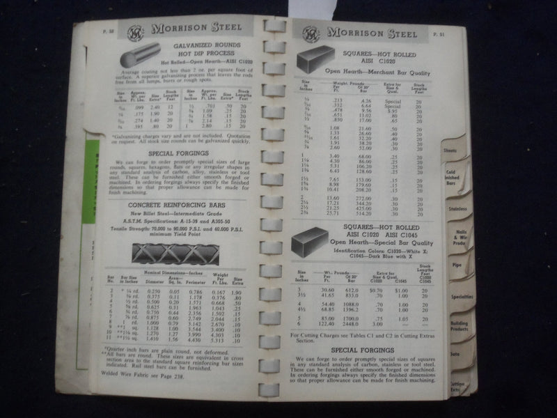 1952-1953 MORRISON STEEL CATALOG - NEW BRUNSWICK, NJ - J 9787