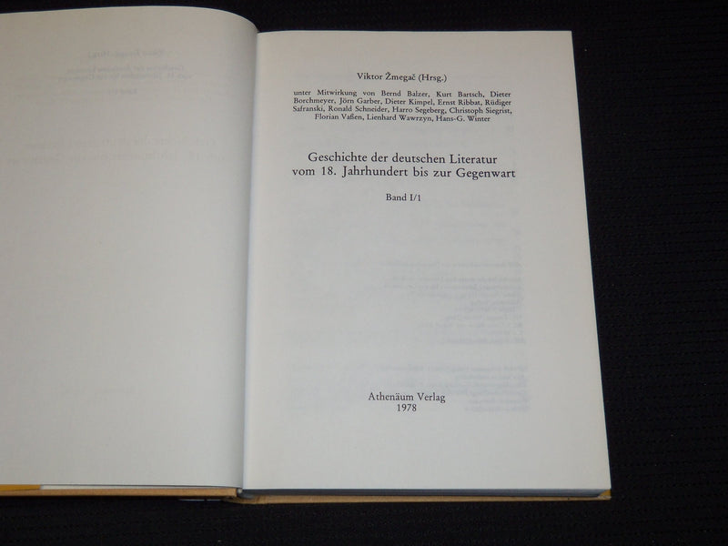 1978 GESCHICHTE DER DEUTSCHEN LITERATUR VIKTOR ZMEGAC VOLUME 1 & 2- KD 4669C