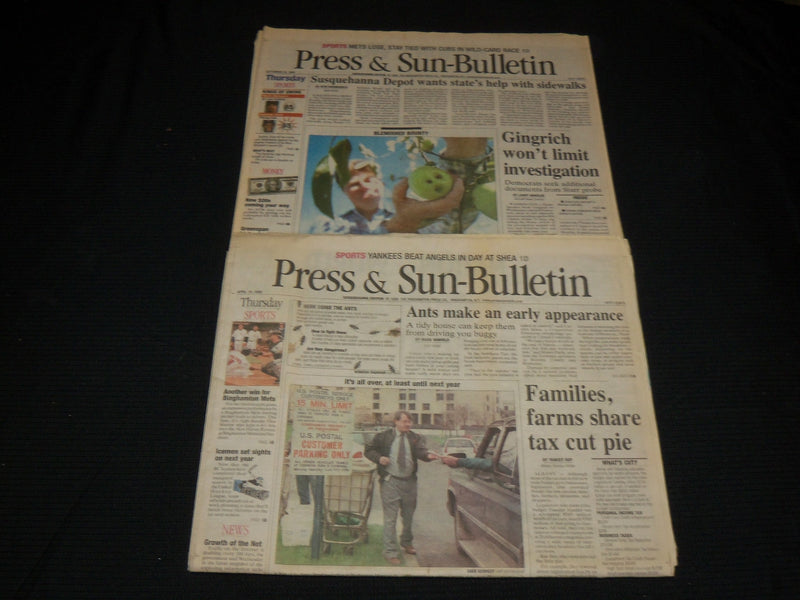 1989-1999 BINGHAMTON PRESS & SUN BULLETIN NEWSPAPERS LOT OF 35 - NP 1335A