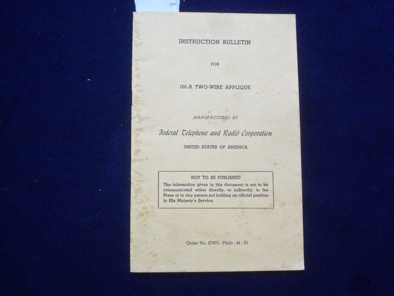 1940'S INSTRUCTION BULLETIN FOR 101-1 TWO-WIRE APPLIQUE SOFTCOVER BOOK - J 9631