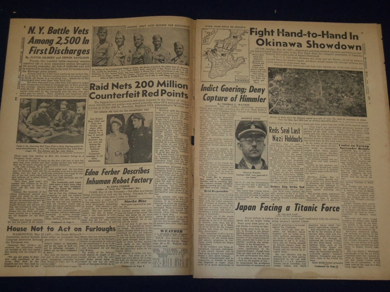 1945 MAY 13 NEW YORK SUNDAY MIRROR - REVEAL BIGGEST OPA POINT PLOT - NP 1796