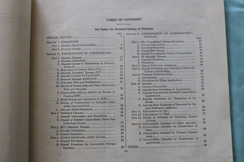 1947 COMPREHENSIVE EXPORT SCHEDULE AND UPDATES - K 3302