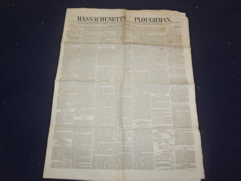1847 AUGUST 14 MASSACHUSETTS PLOUGHMAN NEWSPAPER - CAMBRIDGE TELESCOPE - NP 5148