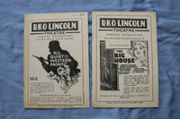 1930 R.K.O. LINCOLN MOVIE THEATRE PROGRAM - LOT OF 6 - K 2730