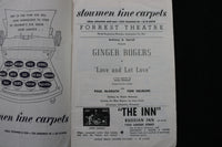 1951 LOVE AND LET LOVE PROGRAM - GINGER ROGERS - FORREST THEATRE - K 1831