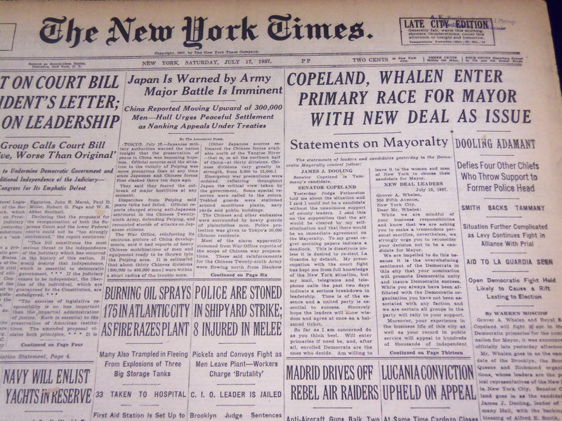 1937 JULY 17 NEW YORK TIMES - COPELAND WHALEN ENTER PRIMARY RACE - NT 436