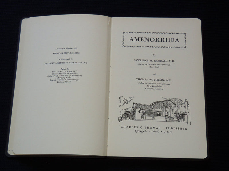 1951 AMENORRHEA SOFTCOVER BOOK BY LAWRENCE M. RANDALL M. D. - KD 7663