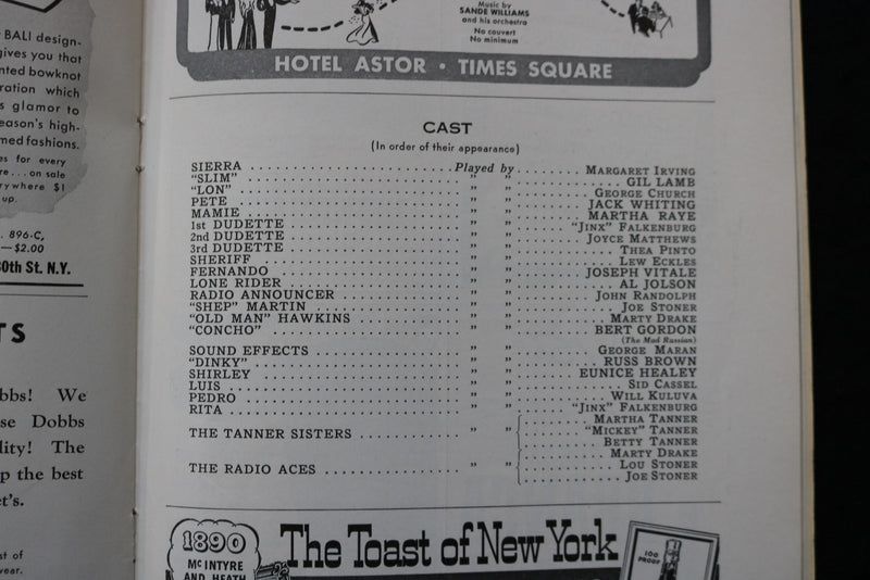 1940 HOLD ON TO YOUR HATS PROGRAM - THE PLAYBILL - AL JOLSON - K 3045