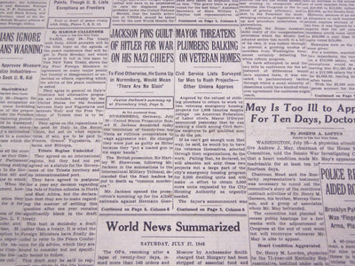 1946 JULY 27 NEW YORK TIMES - JACKSON PINS GUILT HITLER ON NAZI CHIEFS - NT 2626