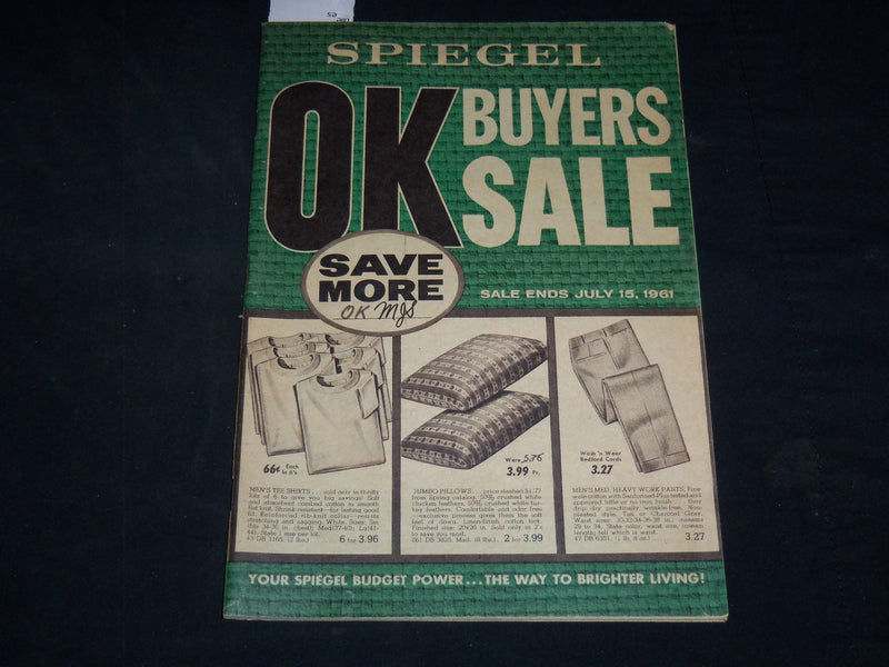 1961 SPIEGEL OK BUYERS SALE CATALOG - CHICAGO ILLINOIS - J 9134