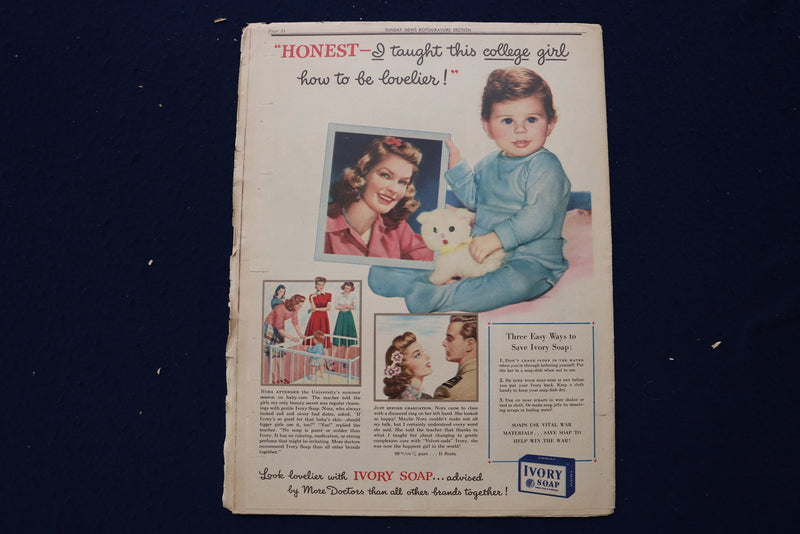 1943 JUNE 13 SUNDAY NEWS PICTURE NEWSPAPER -JANE WYMAN-SOUTHWEST SECTION-E 22745