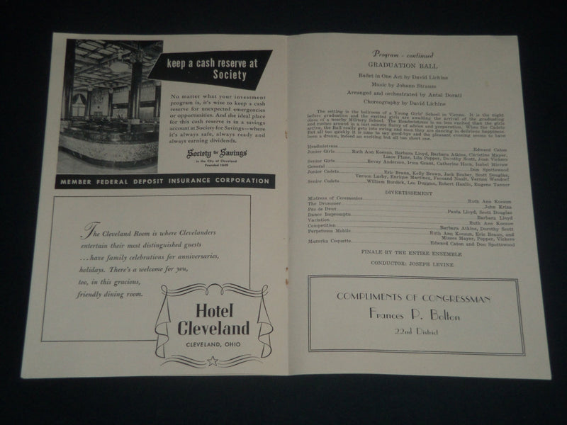 1950 OCTOBER 19 CLEVELAND CIVIC CONCERT BALLET PROGRAM - EMIL BRUDNO - J 4287