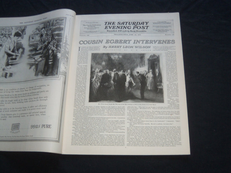 1916 JUNE 24 THE SATURDAY EVENING POST MAGAZINE - ILLUSTRATED COVER - SP 733