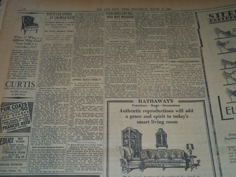 1929 MARCH 13 NEW YORK TIMES NEWSPAPER - NOAH'S ARK TAKES BROADWAY - NT 7583