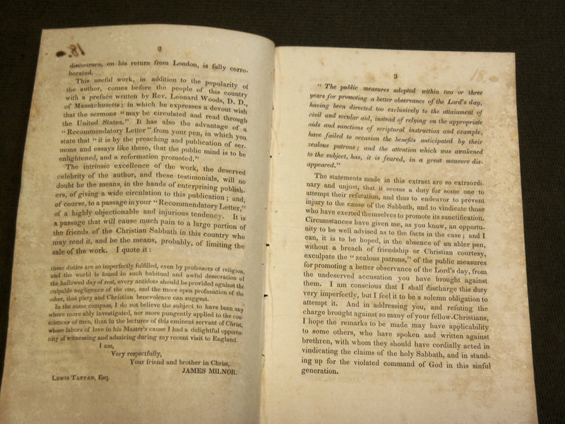 1831 LETTER TO ELEAZER LORD, ESQ - THE CHRISTIAN SABBATH BOOK - J 6212