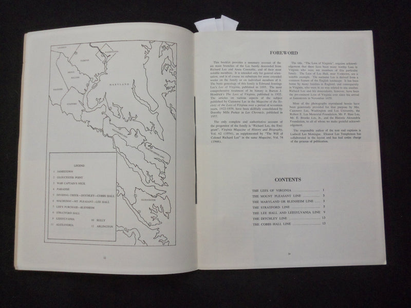 1967 THE LEES OF VIRGINIA SOFTCOVER BOOK - SOCIETY OF LEES OF VIRGINIA - J 9839
