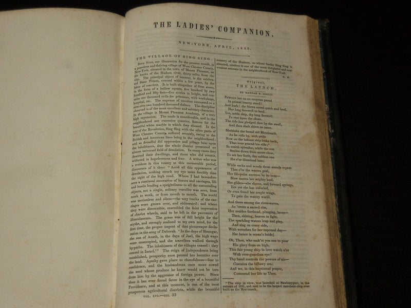 1841 MAY-1842 APRIL THE LADIES' COMPANION MAGAZINE BOUND VOLUME - KD 703Q