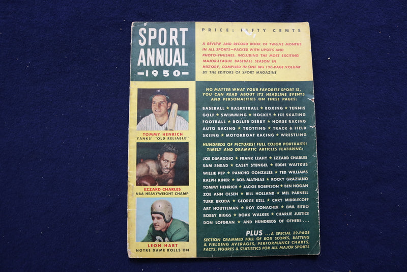 1950 SPORT ANNUAL MAGAZINE - TOMMY HENRICH-EZZARD CHARLES COVER - E 11873