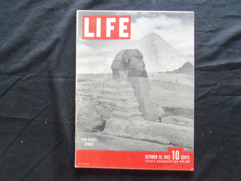 1942 OCTOBER 19 LIFE MAGAZINE - SANDBAGGED SPHINX - L 309
