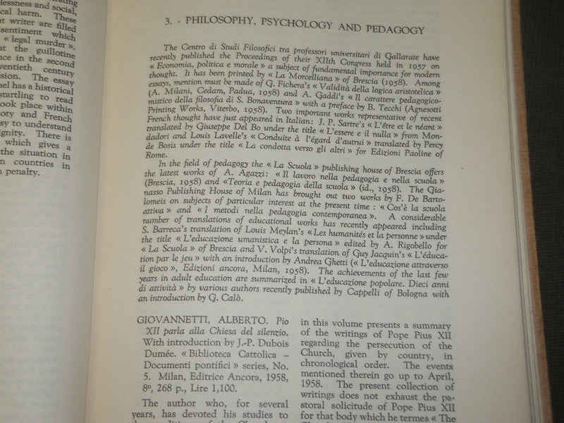 1958 OCTOBER ITALIAN BOOKS AND PERIODICALS - ROME - J 3559