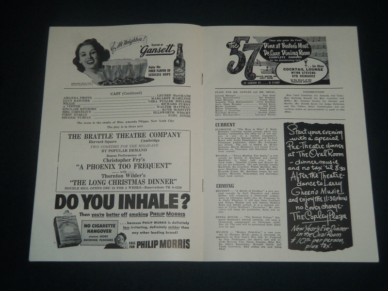 1951 DECEMBER 17 FANCY MEETING YOU AGAIN PROGRAM - WALTER MATTHAU - J 4213