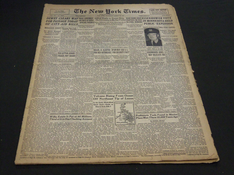 1952 MARCH 20 NEW YORK TIMES - EISENHOWER VOTE IN MINNESOTA HELD - NT 4597