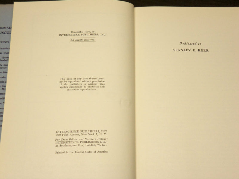 1950 MUSCULAR CONTRACTION BOOK BY W. F. H. M. MOMMAERTS - KD 6056