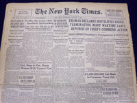 1947 JAN 1 NEW YORK TIMES - TRUMAN DECLARES HOSTILITIES ENDED - NT 84