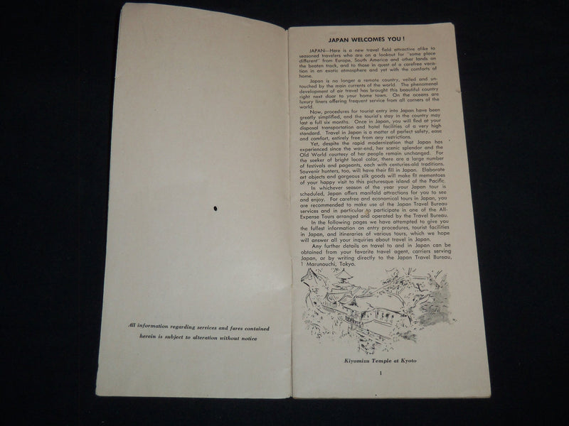 1951 JAPAN TOUR GUIDE BOOK - TRAVEL BURREAU - J 8524