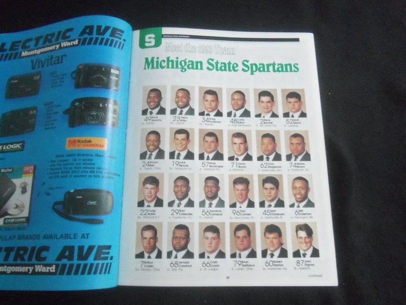 1993 NOVEMBER 27 FOOTBALL PROGRAM - MICHIGAN STATE VS PENN STATE UNIV - B 5533R