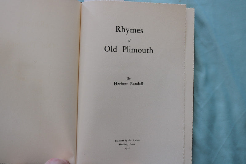 1921 RHYMES OF OLD PLIMOUTH BY HERBERT RANDALL - SOFTCOVER BOOK - K 3432