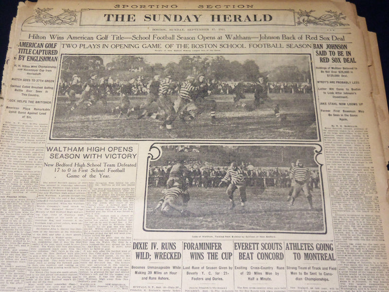 1911 THE BOSTON HERALD SUNDAY SPORTING SECTIONS LOT OF 11 - NICE PHOTOS - UP 97