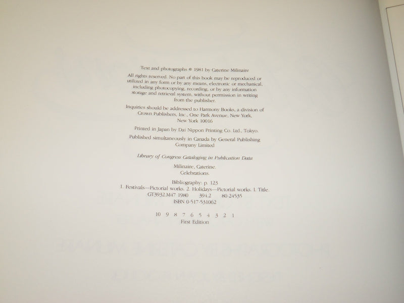 1981 CELEBRATIONS BOOK INSCRIBED BY CATERINE MILINAIRE - FIRST EDITION - KD 5337