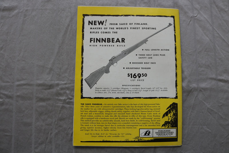 1961 JULY GUNS MAGAZINE - PLANS FOR A U.S. SAFARI COVER - ST 6505B