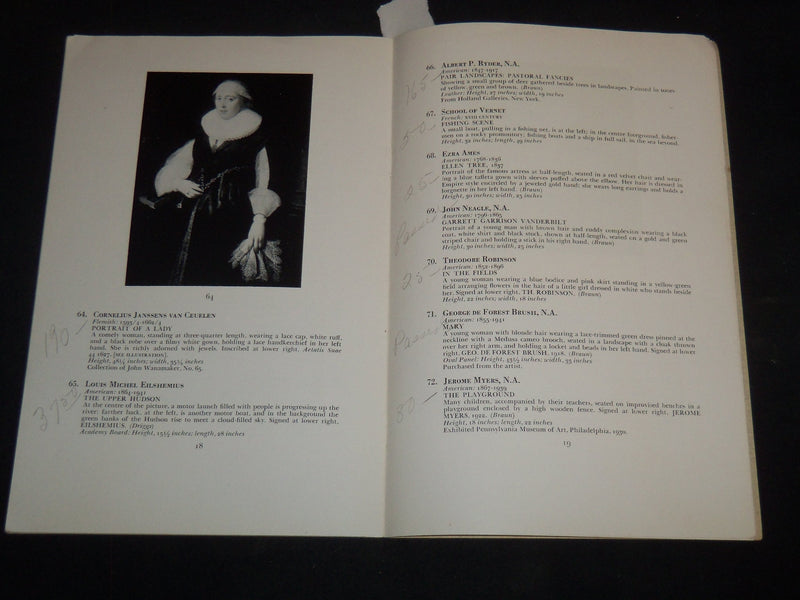 1942 XIX CENTURY PAINTINGS JOHN F. BRAUN COLLECTION PUBLIC SALE CATALOG - J 9207
