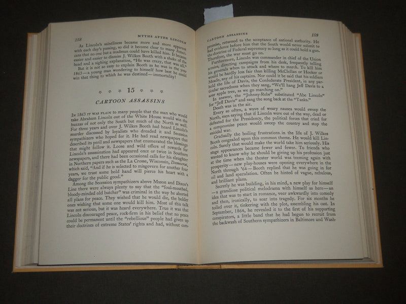 1941 MYTHS AFTER LINCOLN BY LLOYD LEWIS READERS CLUB EDITION BOOK - KD 4425