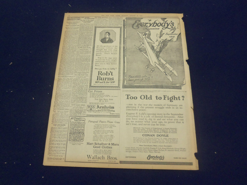 1918 AUGUST 26 NEW YORK TIMES - HAIG NEARS HINDENBURG LINE - NT 9200