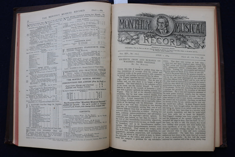 1880-1884 THE MONTHLY MUSICAL RECORD HARDCOVER BOUND VOLUMES - LOT OF 2- KD 9540